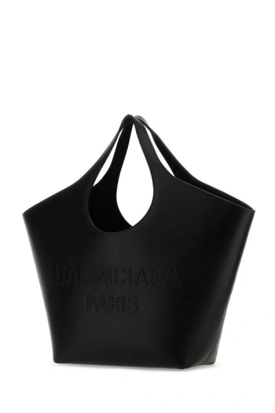 Shop Balenciaga Woman Black Leather Medium Mary-kate Shopping Bag