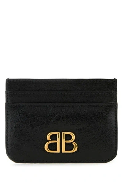 Shop Balenciaga Woman Black Leather Monaco Card Holder