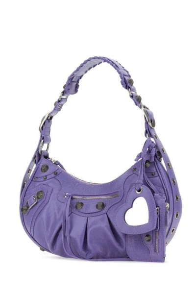 Shop Balenciaga Woman Light Purple Leather Le Cagole S Shoulder Bag