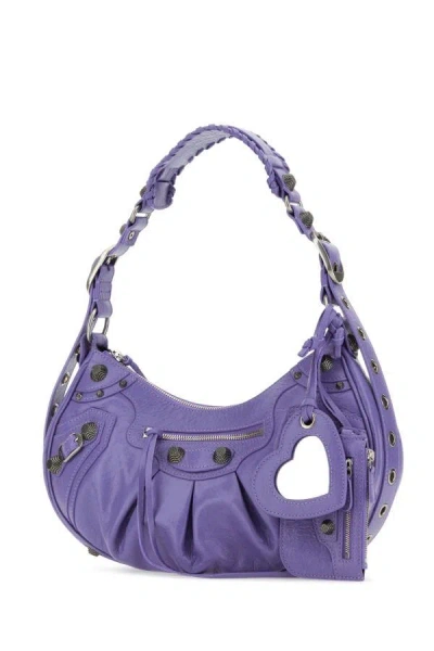 Balenciaga Women Light Purple Leather Le Cagole S Shoulder Bag In Purple