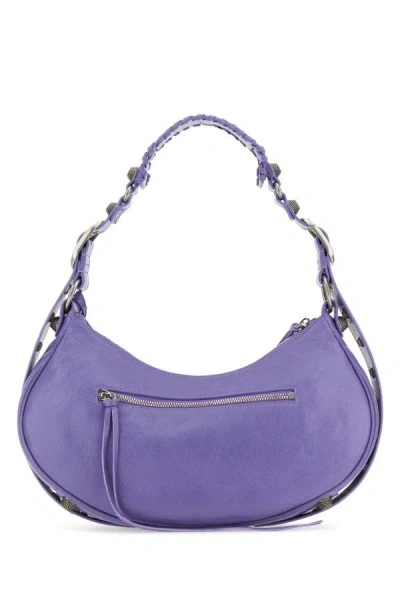 Shop Balenciaga Woman Light Purple Leather Le Cagole S Shoulder Bag