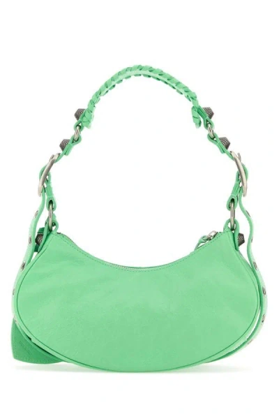 Shop Balenciaga Woman Mint Green Nappa Leather Le Cagole Xs Shoulder Bag