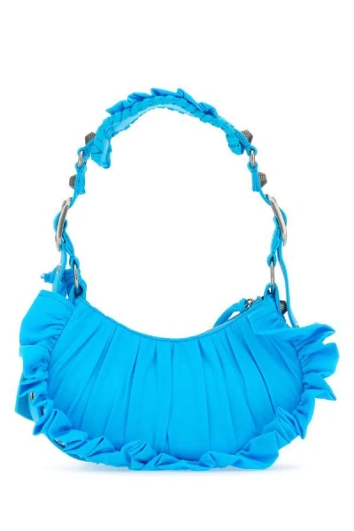 Shop Balenciaga Woman Turquoise Fabric Le Cagole Xs Shoulder Bag In Blue