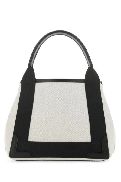 Balenciaga Woman Two-tone Canvas Small Cobas Navy Handbag In Multicolor