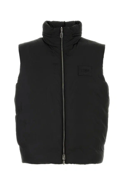 Shop Fendi Man Black Polyester  X Stefano Pilati Reversible Down Jacket