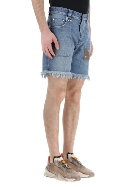 Shop Fendi Man Denim Bermuda Shorts In Blue