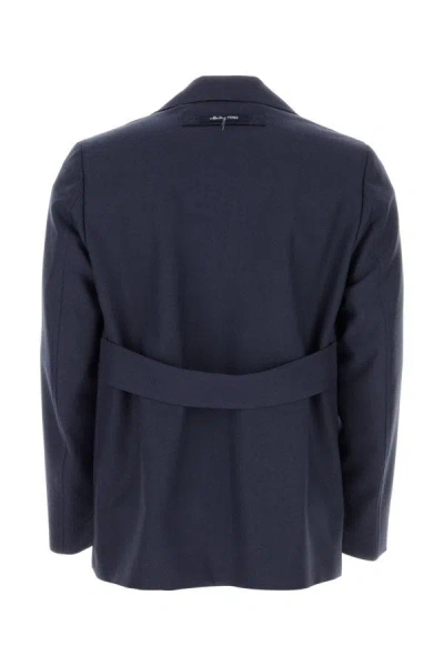 Fendi Wool Blazer With Notch Lapels And Rear Belt In Blue