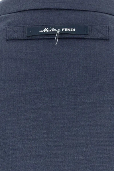 Fendi Wool Blazer With Notch Lapels And Rear Belt In Blue