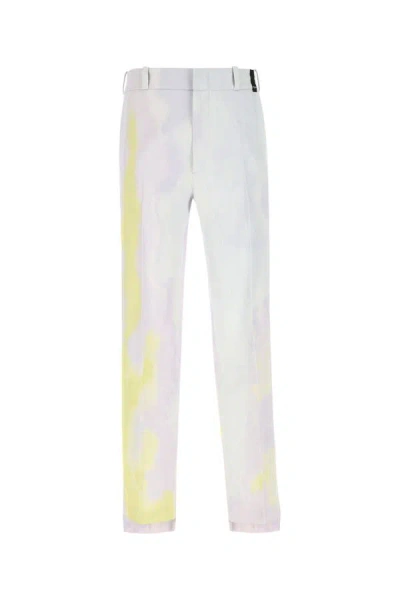 Shop Fendi Man Printed Linen Blend Pant In Multicolor