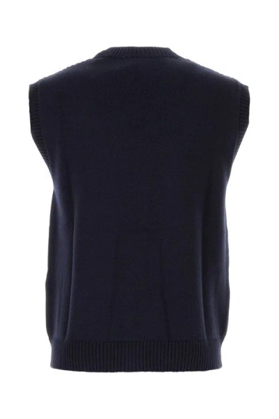 Shop Fendi Man Navy Blue Wool Vest