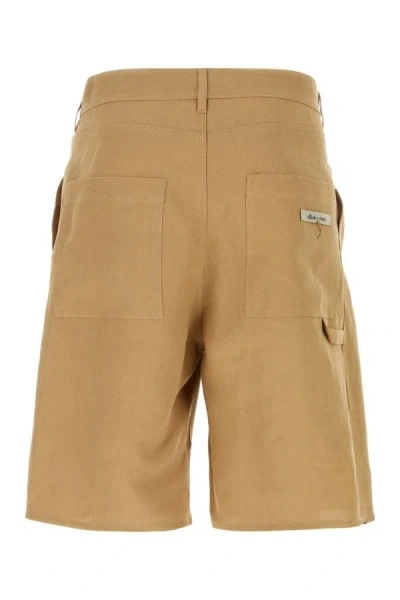 Shop Fendi Man Camel Paper Bermuda Shorts In Brown