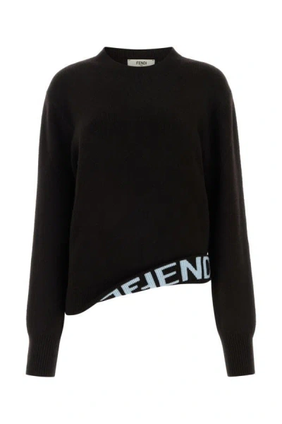 Shop Fendi Woman Dark Brown Wool Blend Sweater