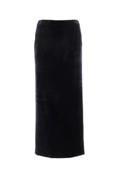 Shop Fendi Woman Dark Blue Velvet Skirt