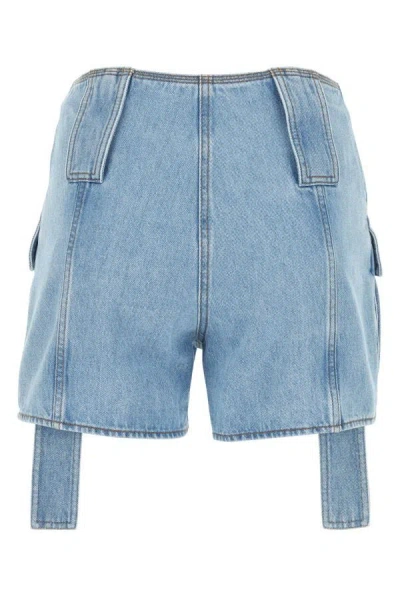Shop Fendi Woman Denim Shorts In Blue