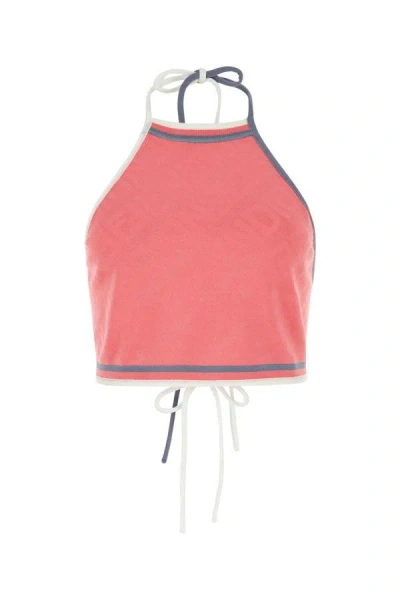 Fendi Dark Pink Viscose Blend Crop Top In Pink