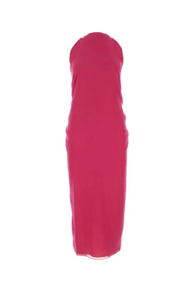 Shop Fendi Woman Fuchsia Silk Dress In Pink