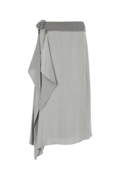 Fendi Asymmetrical Grey Skirt With Draped Detail In Gray