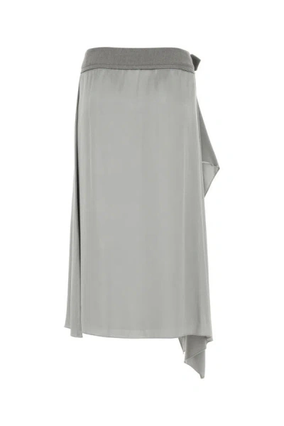 Fendi Asymmetrical Grey Skirt With Draped Detail In Gray