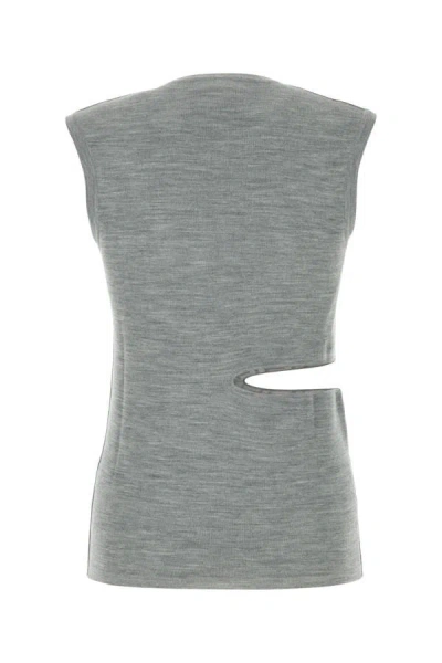 Fendi Sleeveless Wool Top With Unique Cut-out Detail In Gray