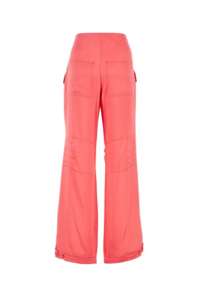 Shop Fendi Woman Fluo Pink Satin Cargo Pant