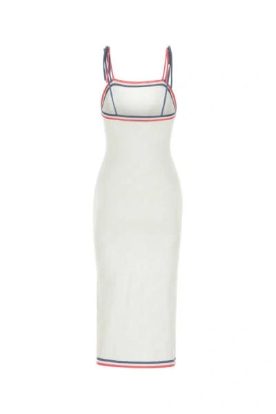 Shop Fendi Woman Ivory Viscose Blend Dress In White