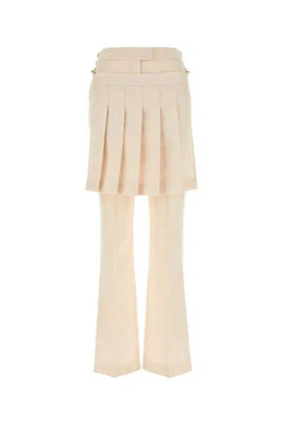 Shop Fendi Woman Ivory Wool Pant In White