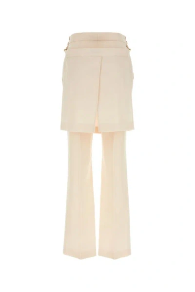 Shop Fendi Woman Ivory Wool Pant In White