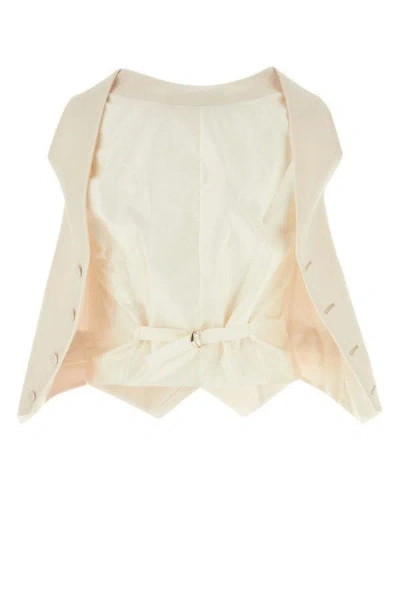 Fendi Wool Vest With Back Strap And Flounces In Pink