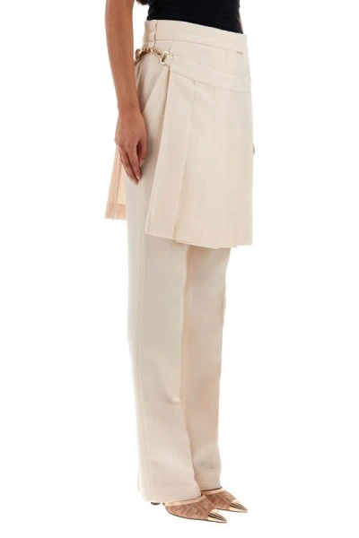 Fendi Grain De Poudre Pleated Panel Pants In White
