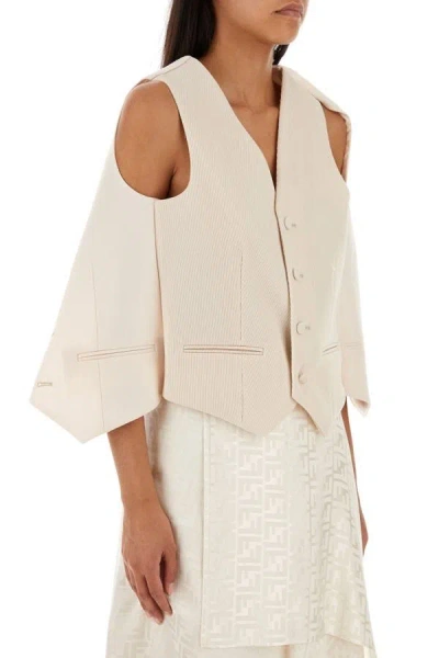Fendi Wool Vest With Back Strap And Flounces In Pink