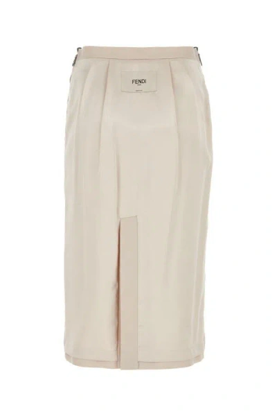 Shop Fendi Woman Light Pink Satin Skirt