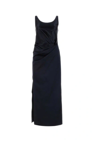 Shop Fendi Woman Midnight Blue Satin Dress
