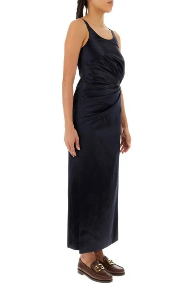 Shop Fendi Woman Midnight Blue Satin Dress