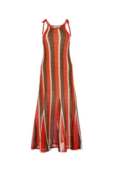 Shop Fendi Woman Multicolor Crochet Dress