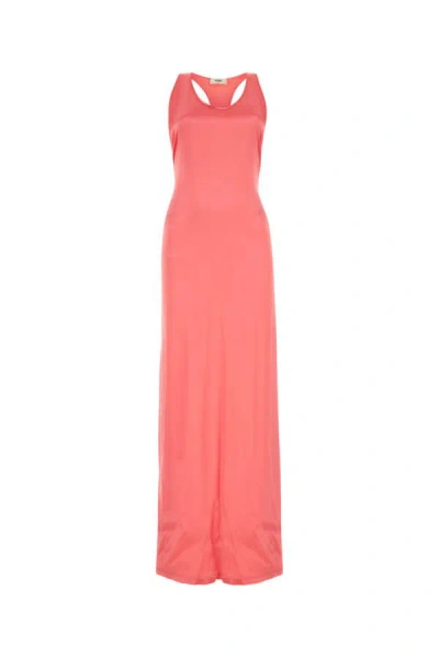 Shop Fendi Woman Pink Satin Long Dress