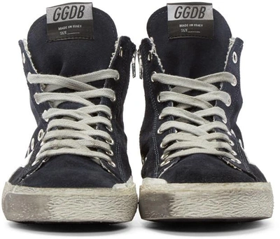 Shop Golden Goose Navy Suede Francy High-top Sneakers