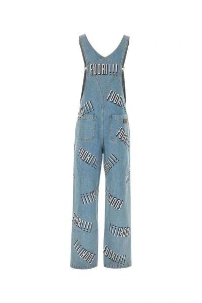 Shop Gucci Man Denim Dungarees In Blue