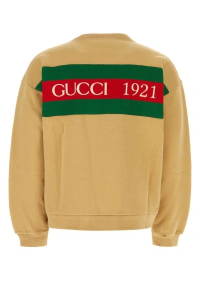 Shop Gucci Man Beige Cotton Sweatshirt In Yellow