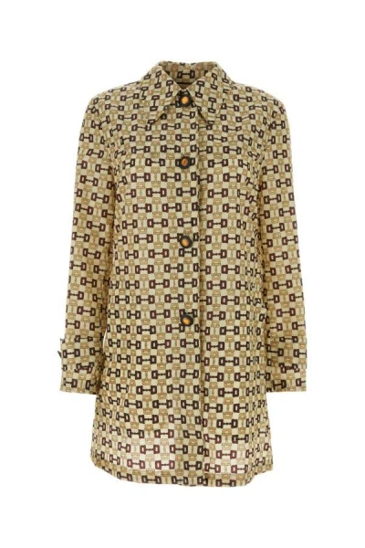 Gucci Single-breasted Horsebit-print Coat In Multicolor
