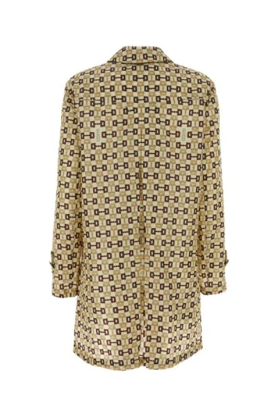 Gucci Single-breasted Horsebit-print Coat In Multicolor