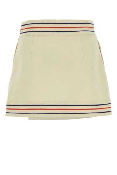 Shop Gucci Woman Sand Gauze Mini Skirt In Brown