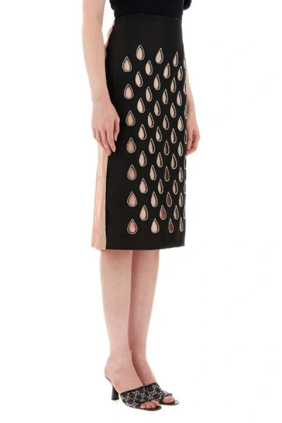 Gucci Cut-out Detailing Silk Skirt In Multicolor