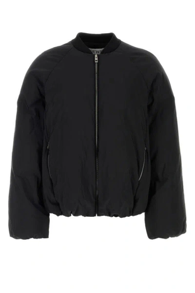 Shop Loewe Man Black Cotton Blend Padded Jacket