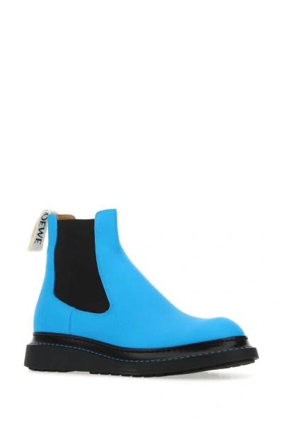 Shop Loewe Man Fluo Light-blue Leather Ankle Boots