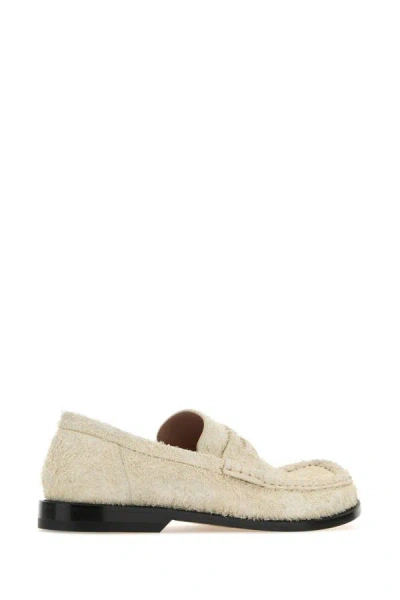 Shop Loewe Woman Ivory Suede Campo Loafers In White