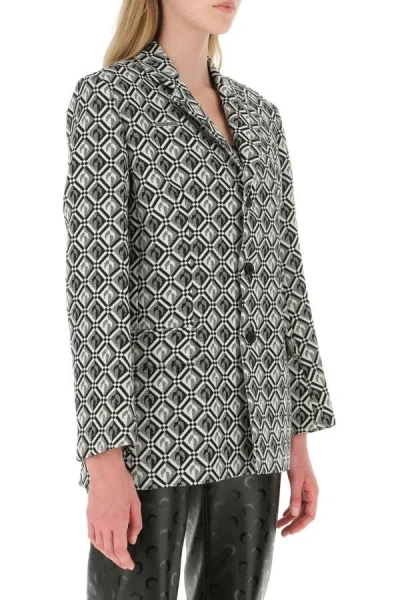 Shop Marine Serre Woman Embroidered Wool Blend Blazer In Multicolor