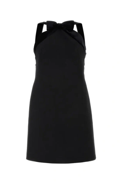 Shop Miu Miu Woman Black Grain De Poudre Mini Dress