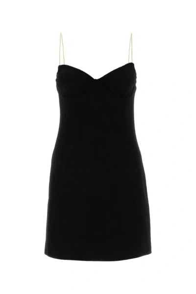 Shop Miu Miu Woman Black Stretch Wool Blend Mini Dress