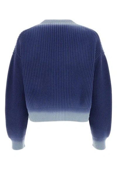 Shop Miu Miu Woman Blue Wool Sweater