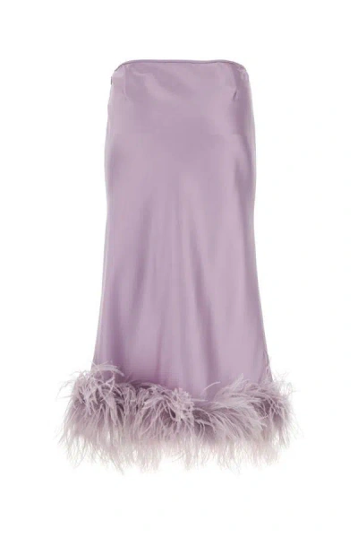 Shop Miu Miu Woman Lilac Satin Skirt In Purple